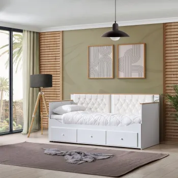 Pat de zi, Hanah Home, Alacati, 209x99x93 cm, PAL, Alb imagine