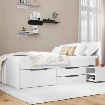 Pat dublu, 140x200 cm, Efetivo, Inter Link, lemn, alb imagine