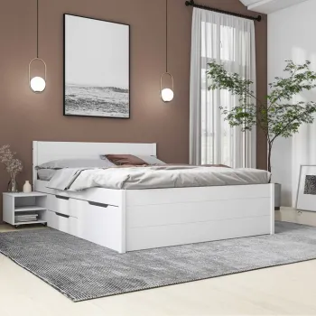 Pat dublu, 180x200 cm, Efetivo, Inter Link, lemn, alb imagine