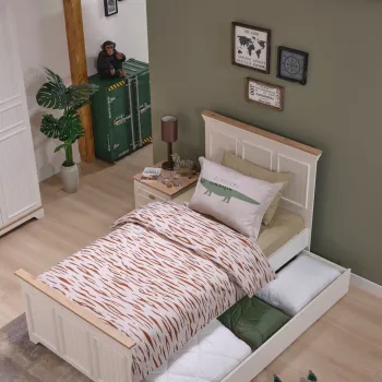 Pat extensibil, Hanah Home, Monte Toddler, 94.6x24.5x199 cm, PAL MELAMINAT, Crem / Stejar imagine