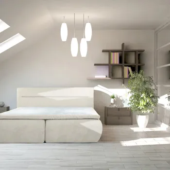 Pat matrimonial, Bergen Memory, 160x200 cm, cu spatiu pentru depozitare, Bej imagine