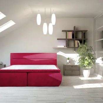 Pat matrimonial, Bergen Memory, 160x200 cm, cu spatiu pentru depozitare, Rosu imagine