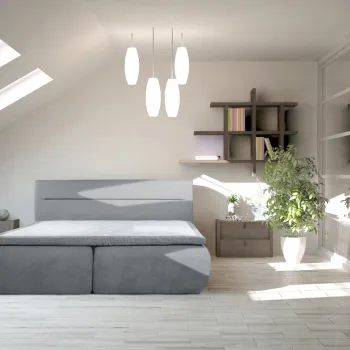 Pat matrimonial, Bergen Memory, 180x200 cm, cu spatiu pentru depozitare, Gri imagine