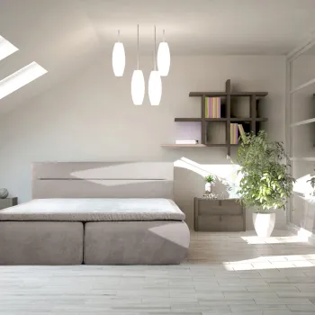 Pat matrimonial, Bergen Memory, 180x200 cm, cu spatiu pentru depozitare, Taupe imagine