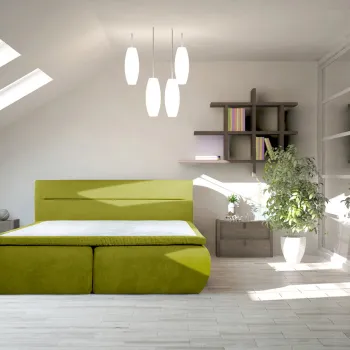 Pat matrimonial, Bergen Memory, 180x200 cm, cu spatiu pentru depozitare, Verde imagine