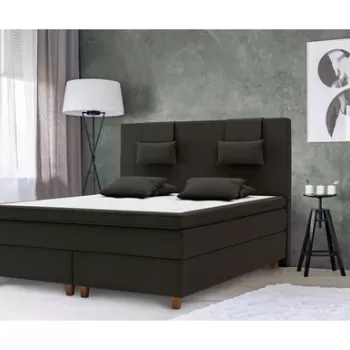 Pat matrimonial, Liding Boxspring, 160x200 cm, saltea tip Pocket, topper, Negru imagine