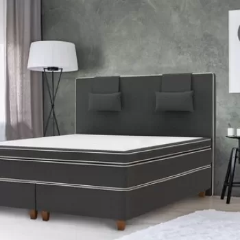 Pat matrimonial, Luxury Stockholm, 160x200 cm, saltea tip Pocket, topper latex, Antracit imagine