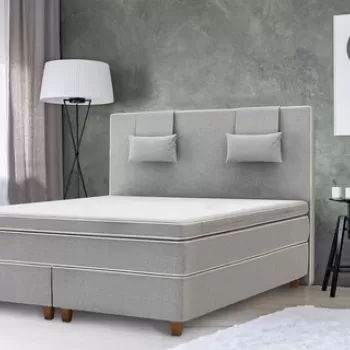 Pat matrimonial, Luxury Stockholm, 180x200 cm, saltea tip Pocket, topper latex, Gri imagine