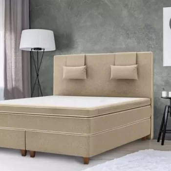 Pat matrimonial, Luxury Stockholm, 180x200 cm, saltea tip Pocket, topper memory, Crem imagine