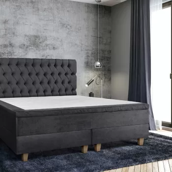 Pat matrimonial, Stockholm, Chester E, 140x200 cm, saltea tip Pocket, topper memory, Graphite imagine