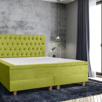 Pat matrimonial, Stockholm, Chester E, 140x200 cm, saltea tip Pocket, topper memory, Verde imagine