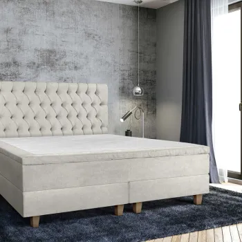 Pat matrimonial, Stockholm, Chester E, 180x200 cm, saltea tip Pocket, topper memory, Bej imagine