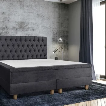 Pat matrimonial, Stockholm, Chester E, 180x200 cm, saltea tip Pocket, topper memory, Graphite imagine