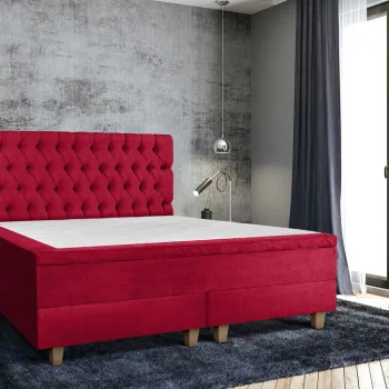Pat matrimonial, Stockholm, Chester E, 180x200 cm, saltea tip Pocket, topper memory, Rosu imagine