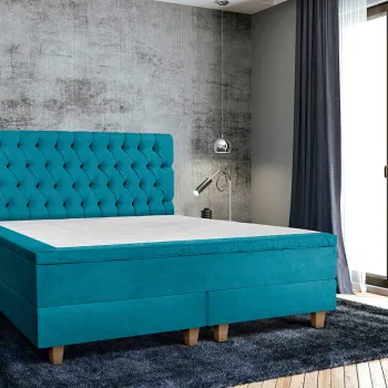Pat matrimonial, Stockholm, Chester E, 180x200 cm, saltea tip Pocket, topper memory, Turcoaz imagine