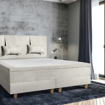 Pat matrimonial, Stockholm, Classic E, 140x200 cm, saltea tip Pocket, topper memory, Bej imagine