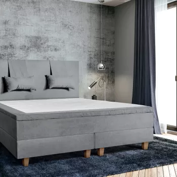 Pat matrimonial, Stockholm, Classic E, 140x200 cm, saltea tip Pocket, topper memory, Gri imagine