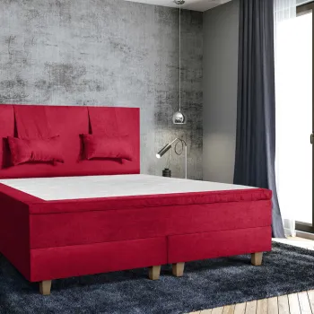 Pat matrimonial, Stockholm, Classic E, 140x200 cm, saltea tip Pocket, topper memory, Rosu imagine