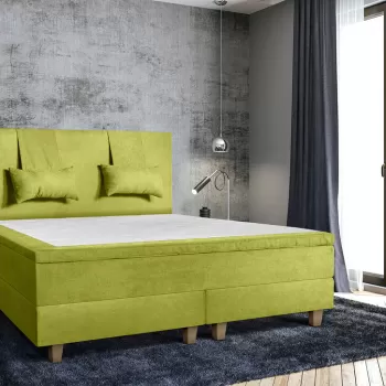 Pat matrimonial, Stockholm, Classic E, 140x200 cm, saltea tip Pocket, topper memory, Verde imagine