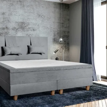 Pat matrimonial, Stockholm, Classic E, 180x200 cm, saltea tip Pocket, topper memory, Gri imagine