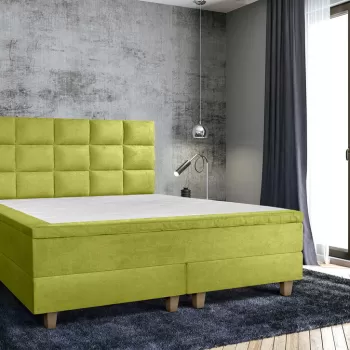 Pat matrimonial, Stockholm, Cubic E, 140x200 cm, saltea tip Pocket, topper memory, Verde imagine