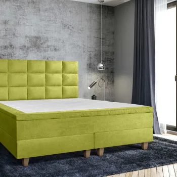 Pat matrimonial, Stockholm, Cubic E, 180x200 cm, saltea tip Pocket, topper memory, Verde imagine