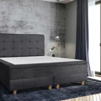 Pat matrimonial, Stockholm, Dots E, 140x200 cm, saltea tip Pocket, topper memory, Graphite imagine