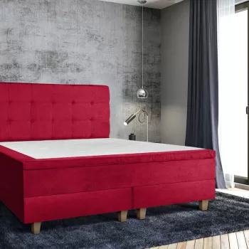 Pat matrimonial, Stockholm, Dots E, 140x200 cm, saltea tip Pocket, topper memory, Rosu imagine