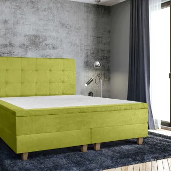 Pat matrimonial, Stockholm, Dots E, 160x200 cm, saltea tip Pocket, topper memory, Verde imagine