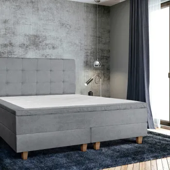 Pat matrimonial, Stockholm, Dots E, 180x200 cm, saltea tip Pocket, topper memory, Gri imagine