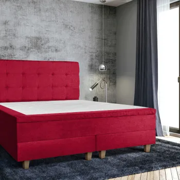 Pat matrimonial, Stockholm, Dots E, 180x200 cm, saltea tip Pocket, topper memory, Rosu imagine