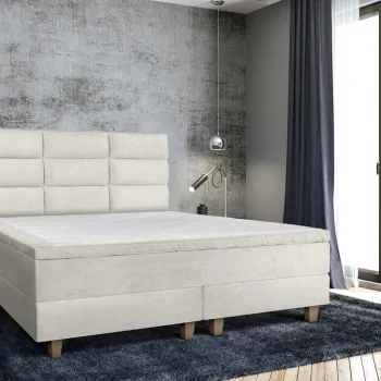 Pat matrimonial, Stockholm, Harmony E, 140x200 cm, saltea tip Pocket, topper memory, Bej imagine