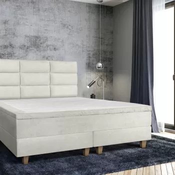 Pat matrimonial, Stockholm, Harmony E, 140x200 cm, saltea tip Pocket, topper memory, Bej imagine