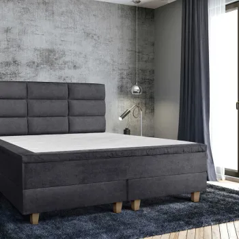 Pat matrimonial, Stockholm, Harmony E, 140x200 cm, saltea tip Pocket, topper memory, Graphite imagine