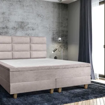 Pat matrimonial, Stockholm, Harmony E, 140x200 cm, saltea tip Pocket, topper memory, Taupe imagine