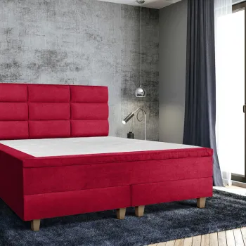 Pat matrimonial, Stockholm, Harmony E, 160x200 cm, saltea tip Pocket, topper memory, Rosu imagine