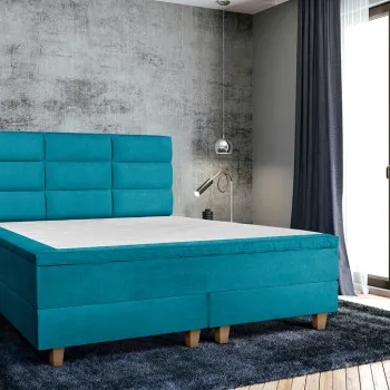 Pat matrimonial, Stockholm, Harmony E, 160x200 cm, saltea tip Pocket, topper memory, Turcoaz imagine