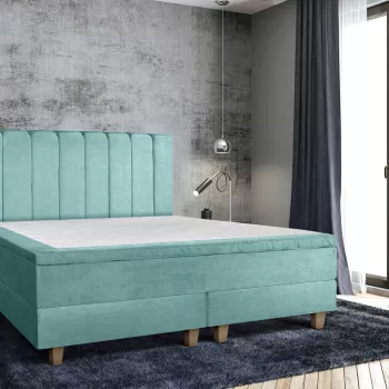 Pat matrimonial, Stockholm, Lines E, 140x200 cm, saltea tip Pocket, topper memory, Mint imagine
