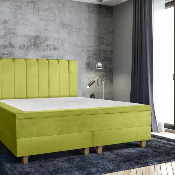 Pat matrimonial, Stockholm, Lines E, 140x200 cm, saltea tip Pocket, topper memory, Verde imagine