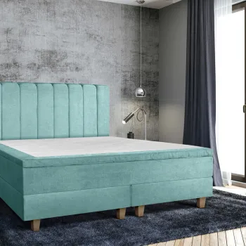 Pat matrimonial, Stockholm, Lines E, 160x200 cm, saltea tip Pocket, topper memory, Mint imagine