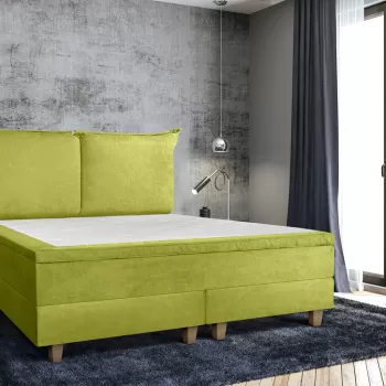 Pat matrimonial, Stockholm, Pillows E, 140x200 cm, saltea tip Pocket, topper memory, Verde imagine