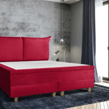 Pat matrimonial, Stockholm, Pillows E, 180x200 cm, saltea tip Pocket, topper memory, Rosu imagine