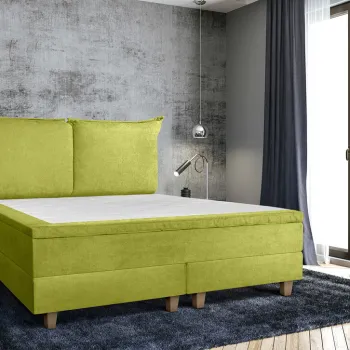 Pat matrimonial, Stockholm, Pillows E, 180x200 cm, saltea tip Pocket, topper memory, Verde imagine
