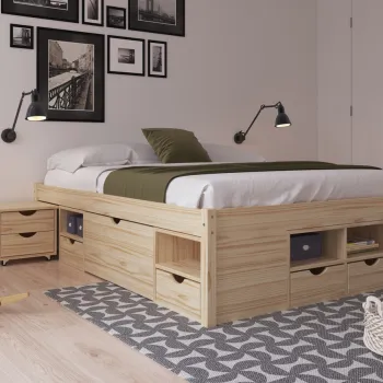 Pat multifunctional dublu, 160x200 cm, Claas, Inter Link, lemn, natur imagine