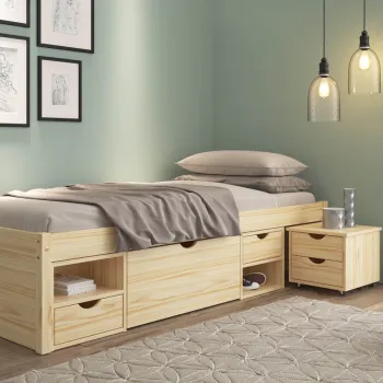 Pat multifunctional pentru camera copilului, 90x200 cm, Claas, Inter Link, lemn, natur imagine