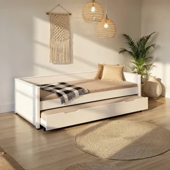 Pat multifunctional pentru camera copilului, 90x200 cm, Dream The Future, Inter Link, lemn, alb imagine