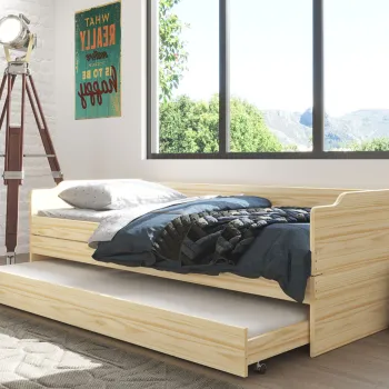 Pat multifunctional pentru camera copilului, 90x200 cm, Lotar, Inter Link, lemn, natur imagine