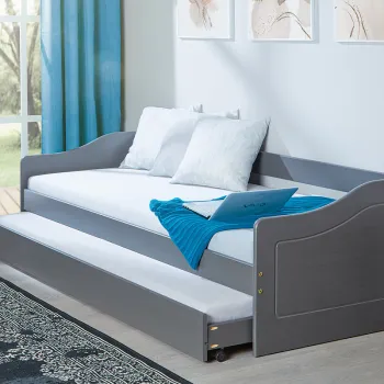 Pat multifunctional pentru o persoana, 90x200 cm, Malte, Inter Link, lemn, gri imagine