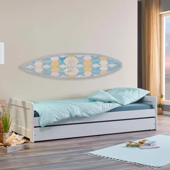 Pat multifunctional pentru o persoana, 90x200 cm, Surf, Inter Link, lemn, alb imagine