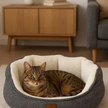 Pat pentru animale de companie, Paws & Whiskers, Coco M, Material exterior: 100% poliester, Gri/Alb imagine